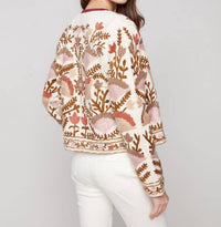 Charlie B - Embroidered Cotton Blend Basketweave Jacket
