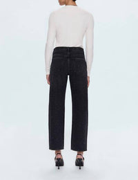 PISTOLA Lexi Mid Rise Bowed Straight Jeans in silver screen - women's jeans - detail view