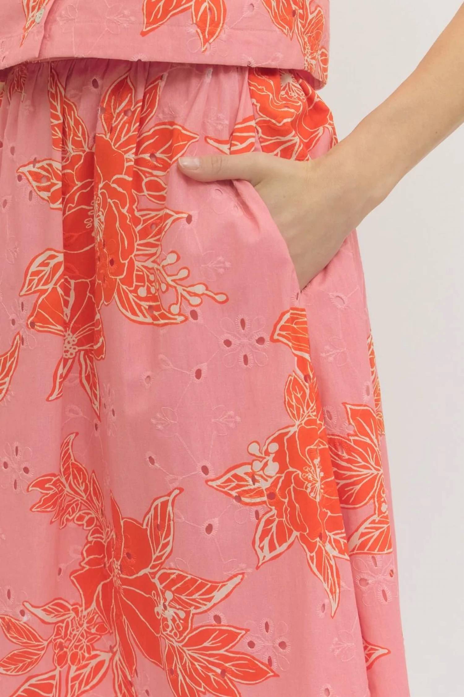 Entro - Eyelet Midi Skirt & Top Set
