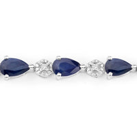 Diana M Jewels Women's Pear Natural Blue Sapphire Bracelet (5.13 Ct) - Elegant in 14k white gold - women's jewelry - detail view
