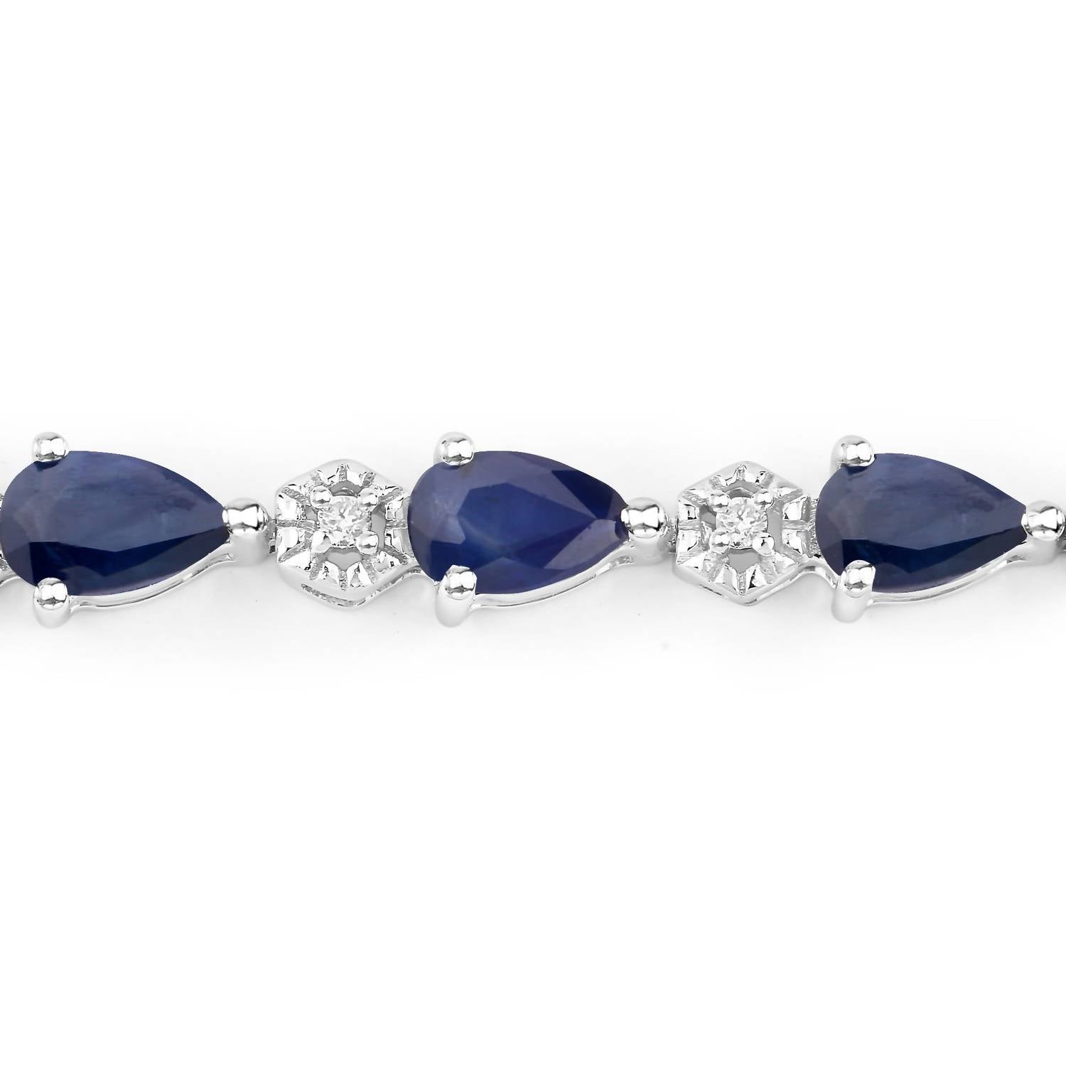 Diana M Jewels Women's Pear Natural Blue Sapphire Bracelet (5.13 Ct) - Elegant in 14k white gold - women's jewelry - detail view