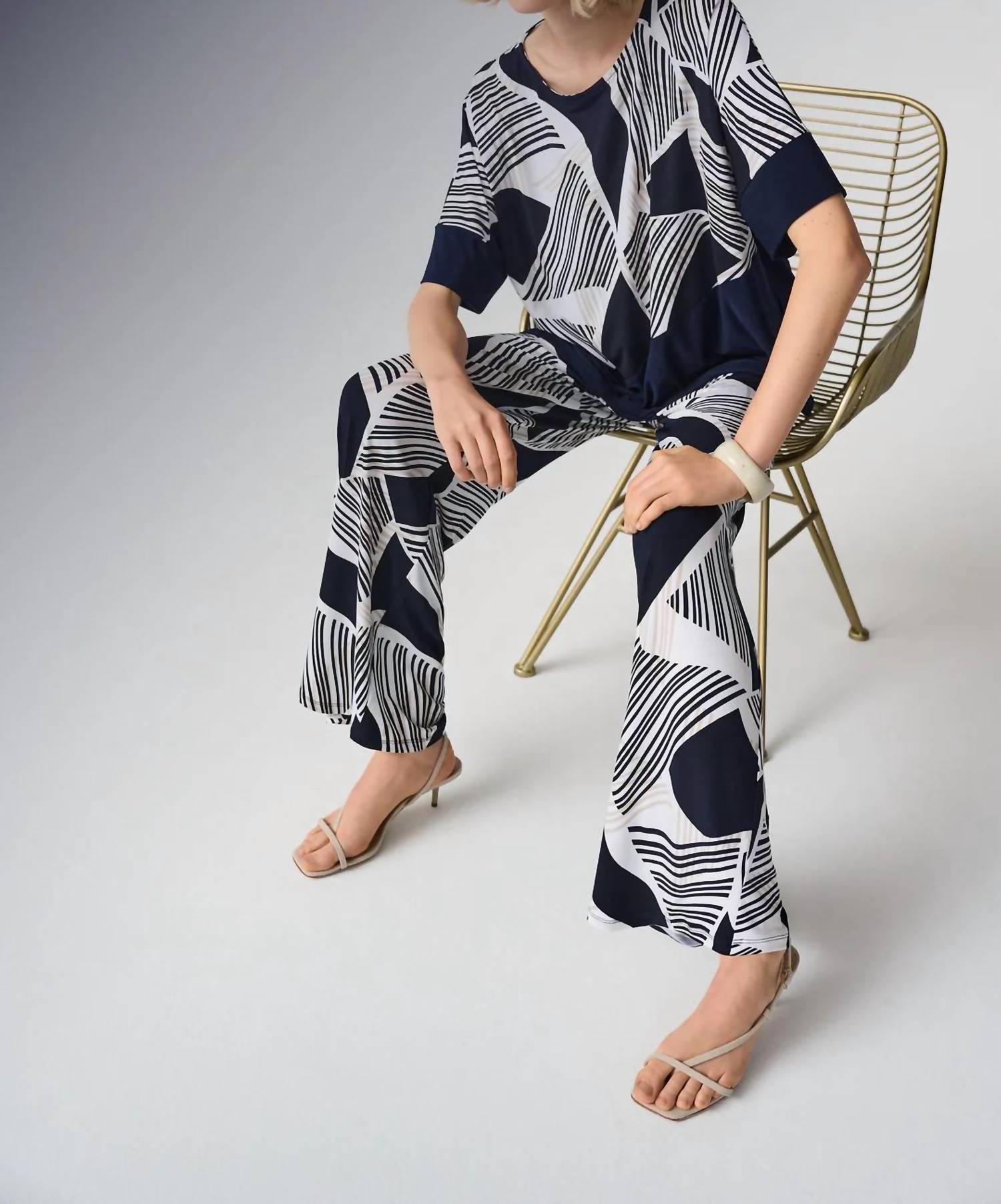Joseph Ribkoff - Silky Knit Geometric Print Asymmetrical Cocoon Top