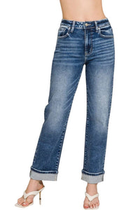 Zenana - Cuffed Straight Leg Jeans