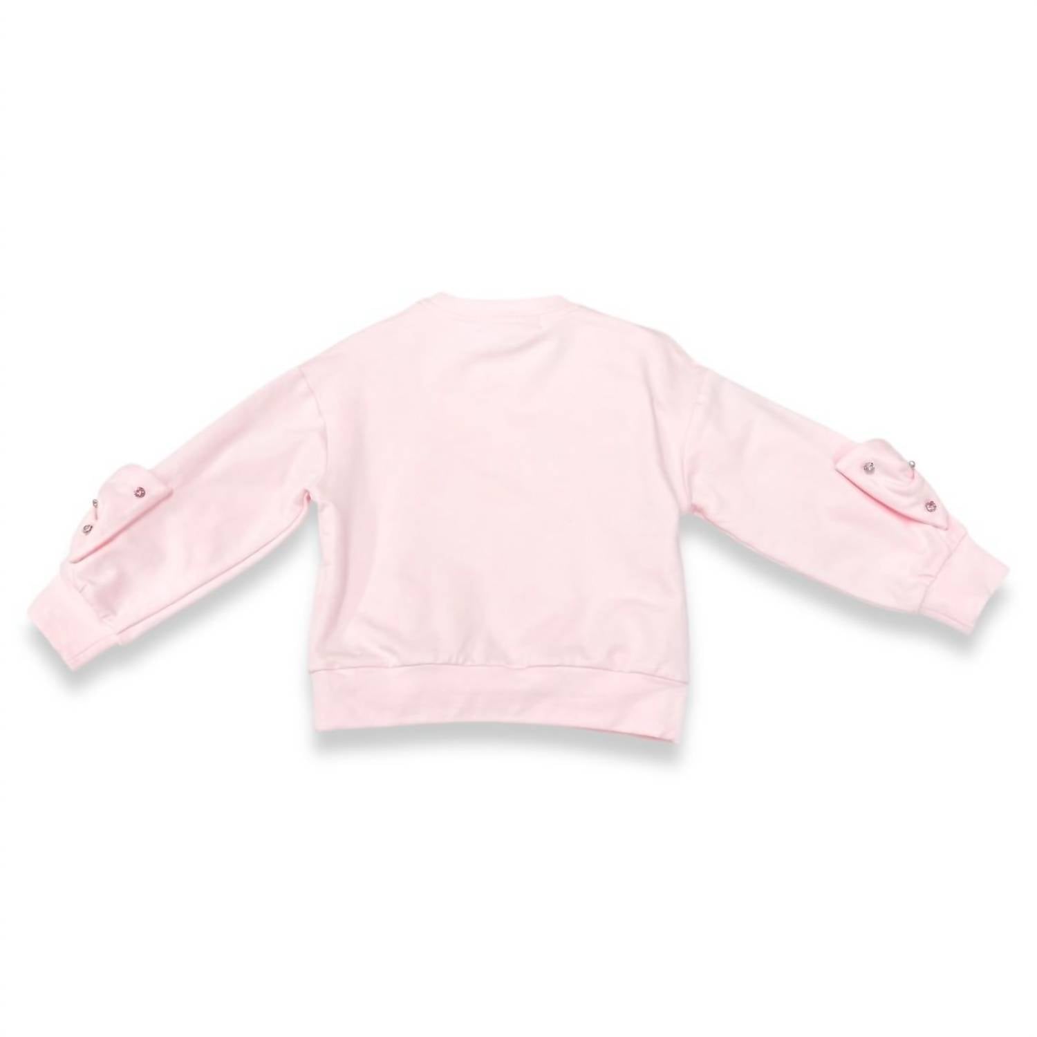Doe A Dear - Girl's Rhinestone Bow Long Sleeve Pullover