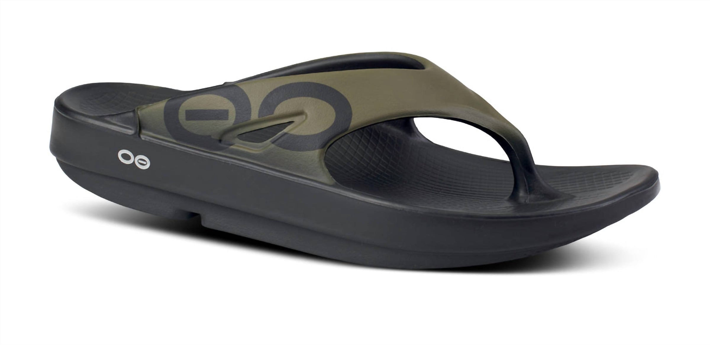 OOFOS Men's Ooriginal Sport Thong Sandal in tactical green - men's sandal - detail view