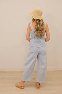 Skies Are Blue - Milta Stripe High Waisted Drawstring Barrel Pants