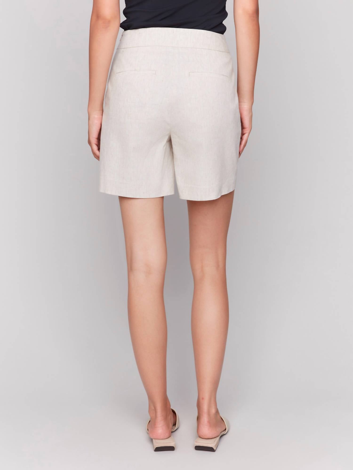 Charlie B - Button Detail Linen Stretch Short