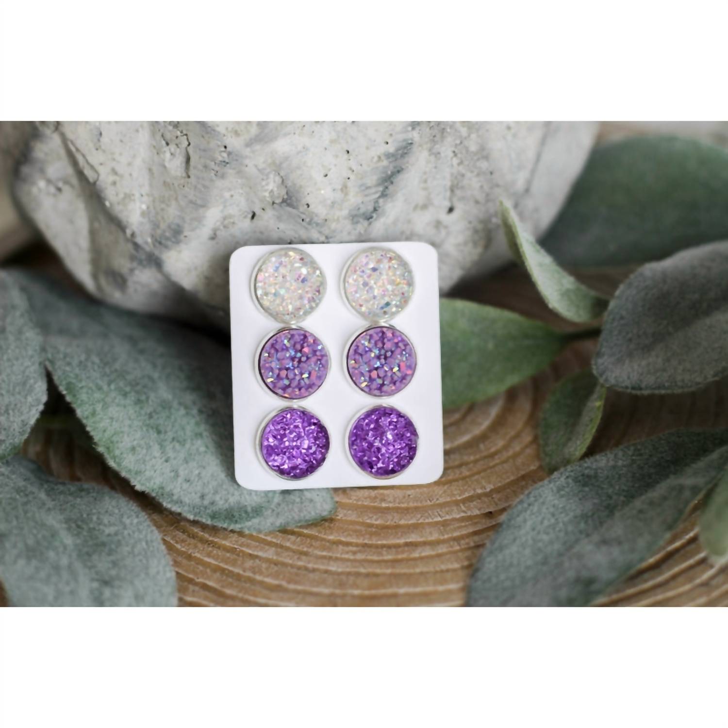 Urban Gemms - Women's I Love You Triple Earring Set