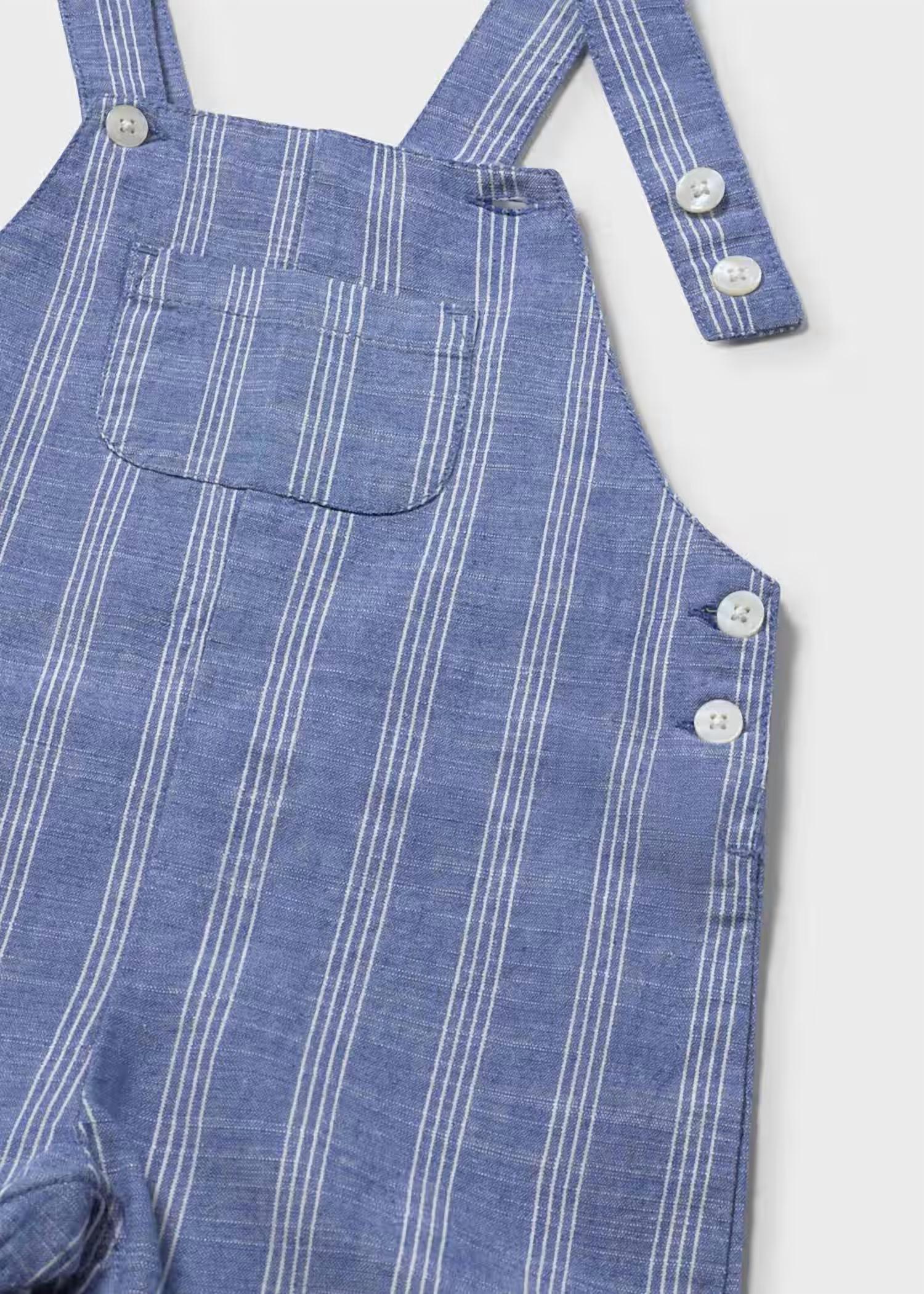 Mayoral - Boy's Linen Striped Dungaree