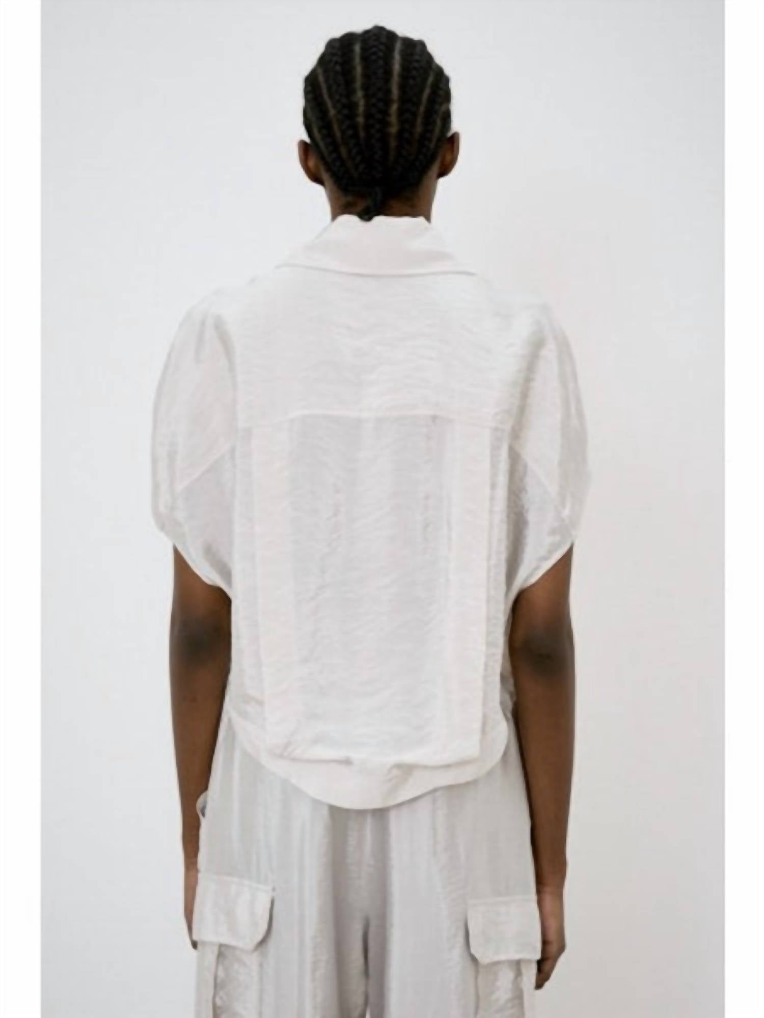 Meimeij - Satin Short Sleeve Collar Shirt