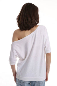 Minnie Rose - Cotton Cashmere Short Sleeve Off-the-shoulder Top