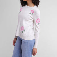 Alashan Cashmere - Cotton Cashmere Earth Angel Rose Crew With Pink Roses