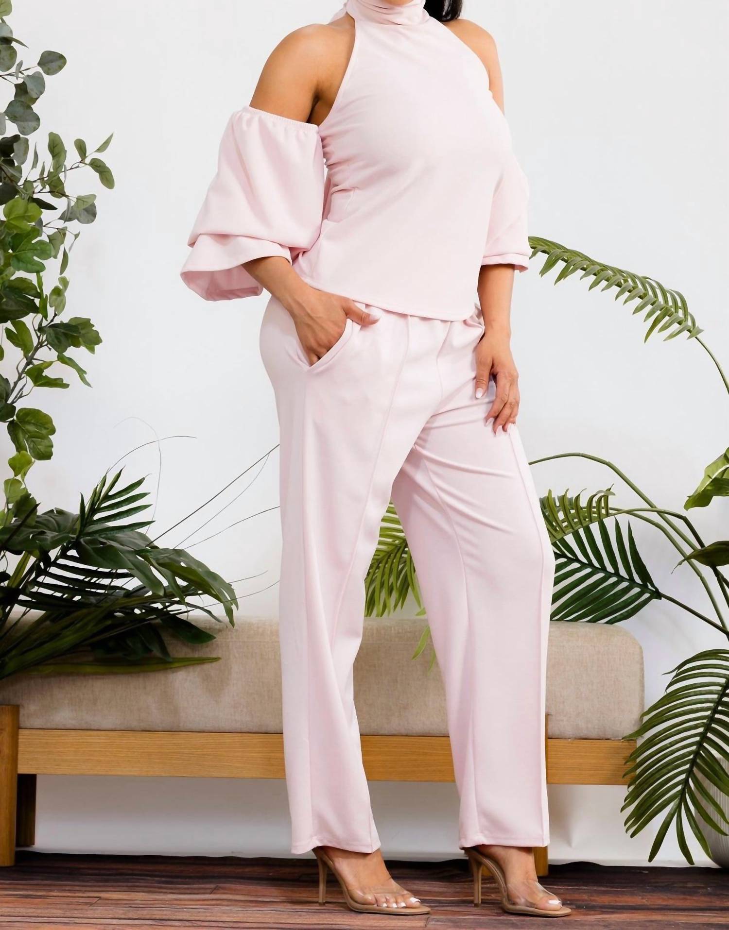 Karen T Design - High Waist Mock Neck Two Piece Set