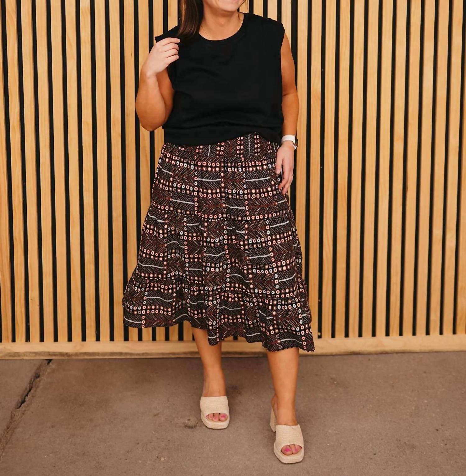 Dex - Smocked Waist Midi Skirt
