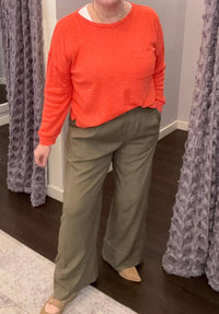 Dex Ease Linen Blend Pants in olive - women's pants - detail view