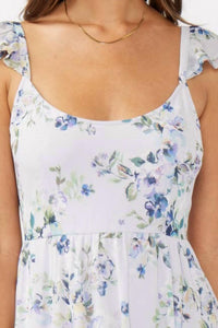 LOVESTITCH Floral Textured Open Back Tie Maxi Dress in purple blue - women's dress - alternate view