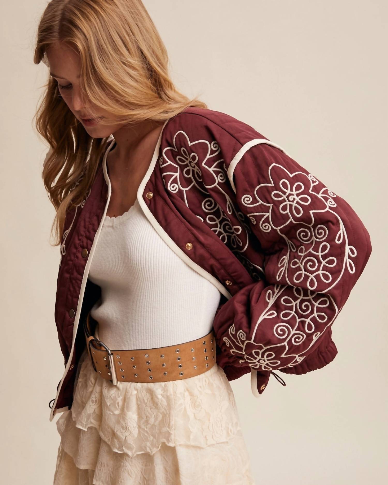 Listicle - Embroidered Quilted Western Jacket