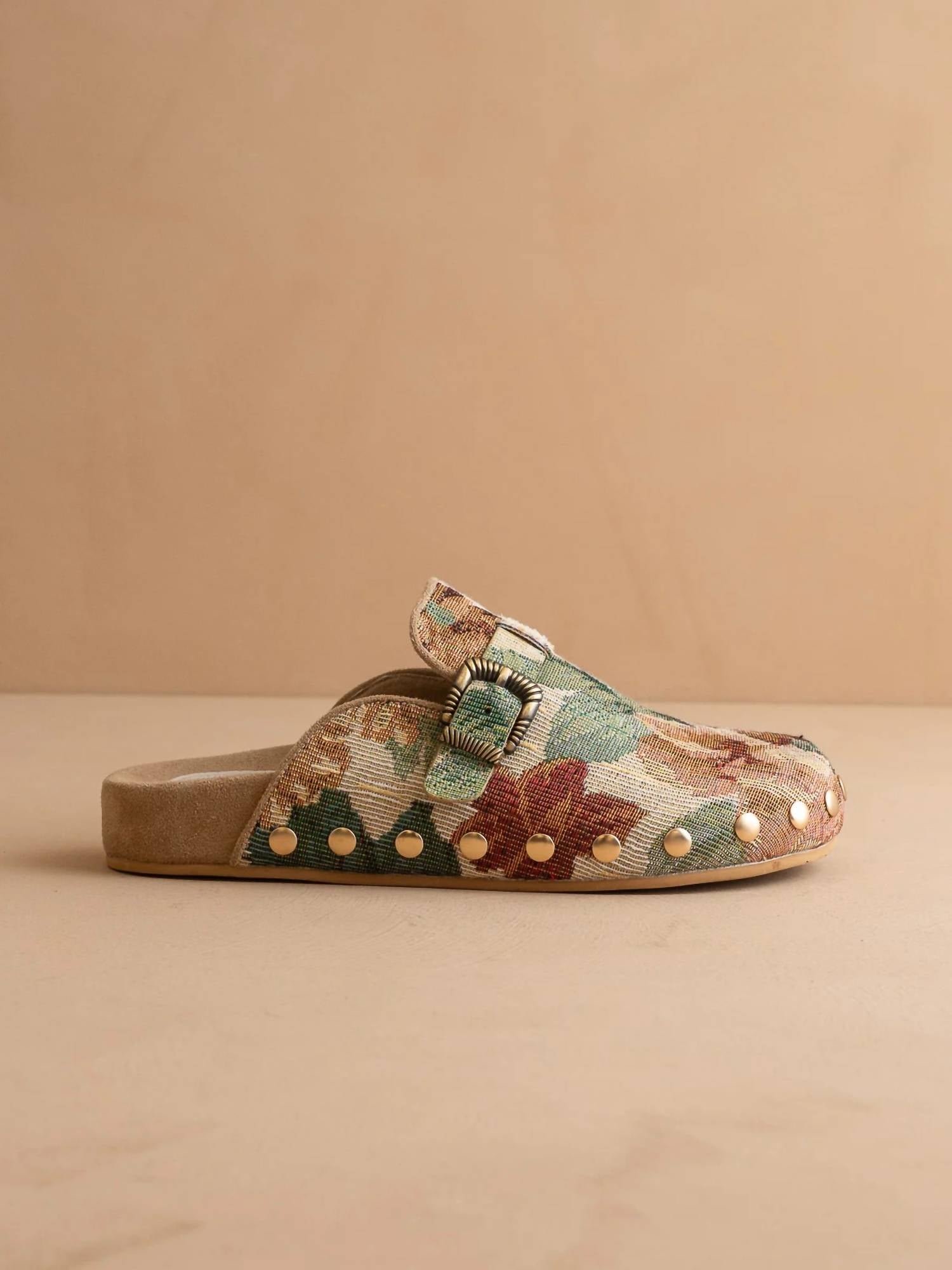 Oasis Society - Women's Toni Floral Tapestry Studded Buckle Clog