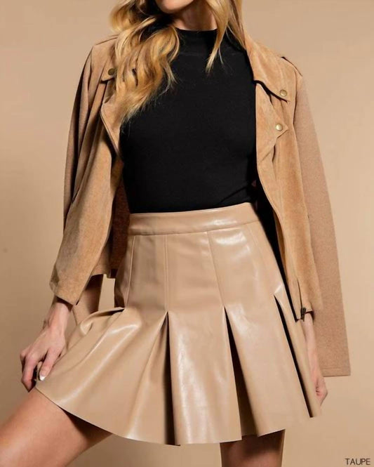 Kori - Faux Leather Pleated Mini Skirt