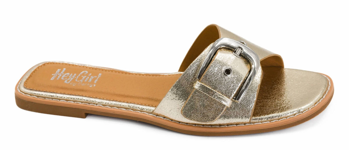 Corkys Footwear - Women's Metallic Buckle Slide Sandals