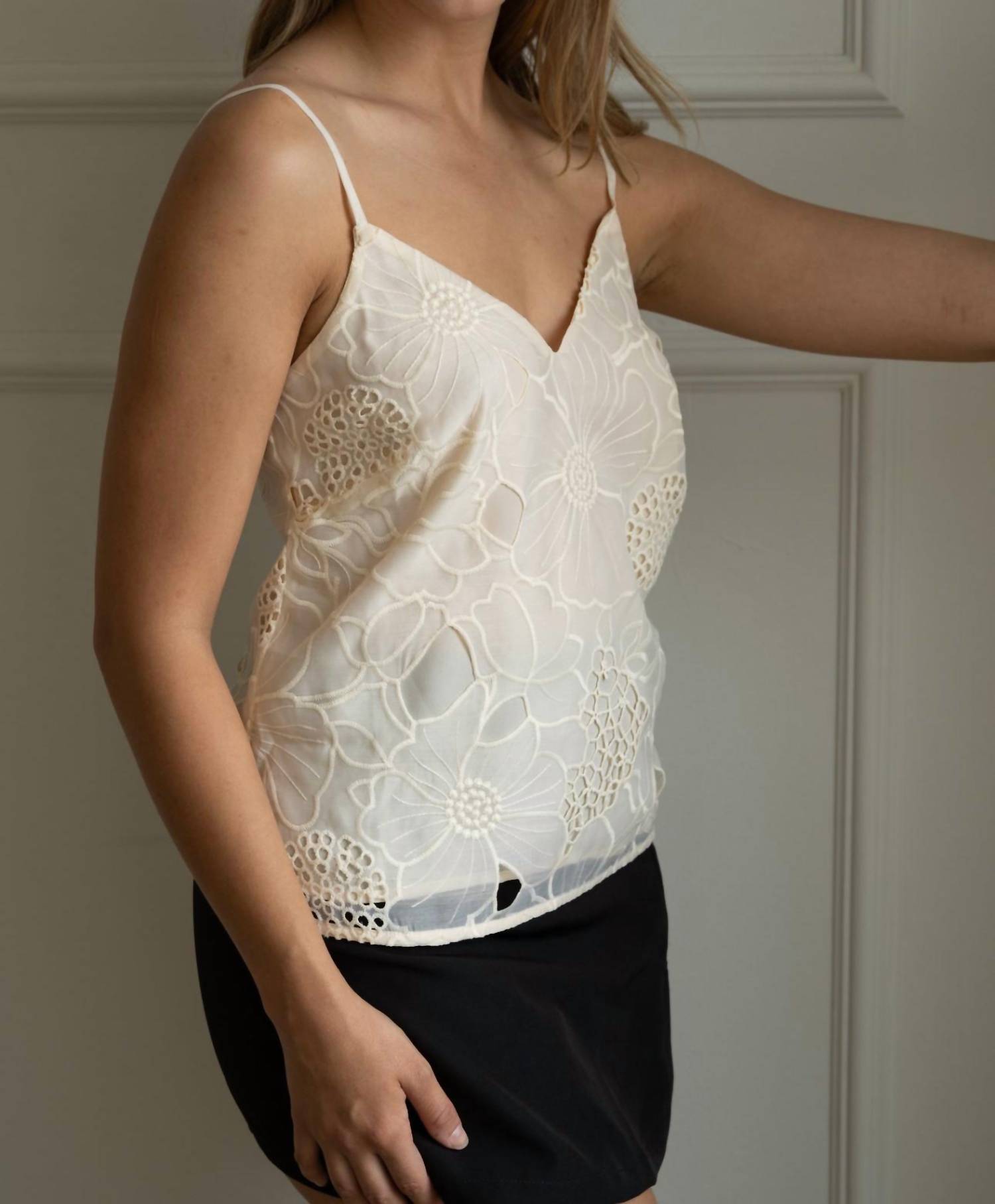 Adelyn Rae - Laval Cream Embroidered Cami