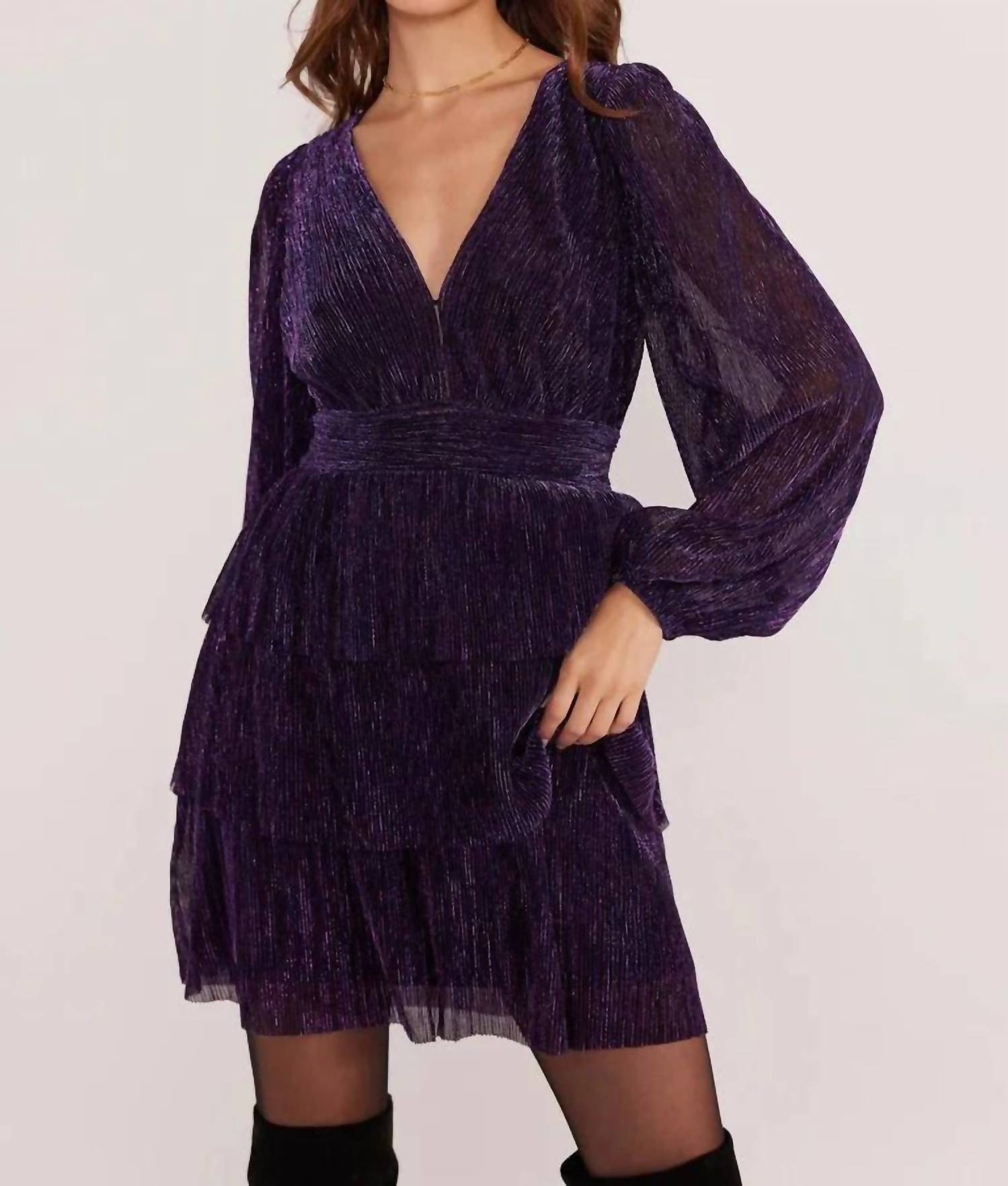 Minkpink - Enya Lurex Plisse Mini Dress
