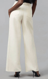 Lola Denim - Ultra Rise Wide Leg Pin Striped Jeans
