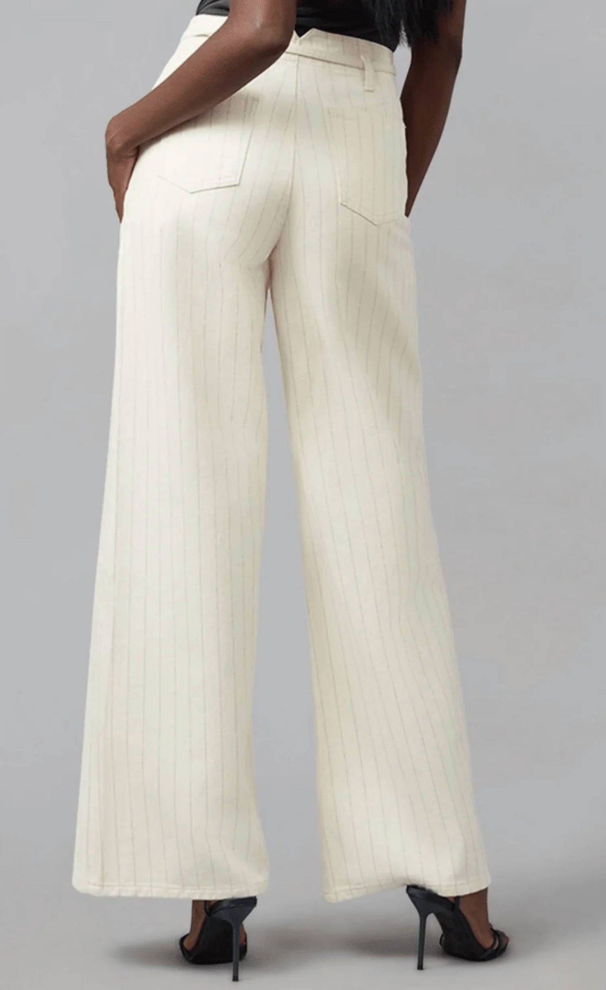 Lola Denim - Ultra Rise Wide Leg Pin Striped Jeans