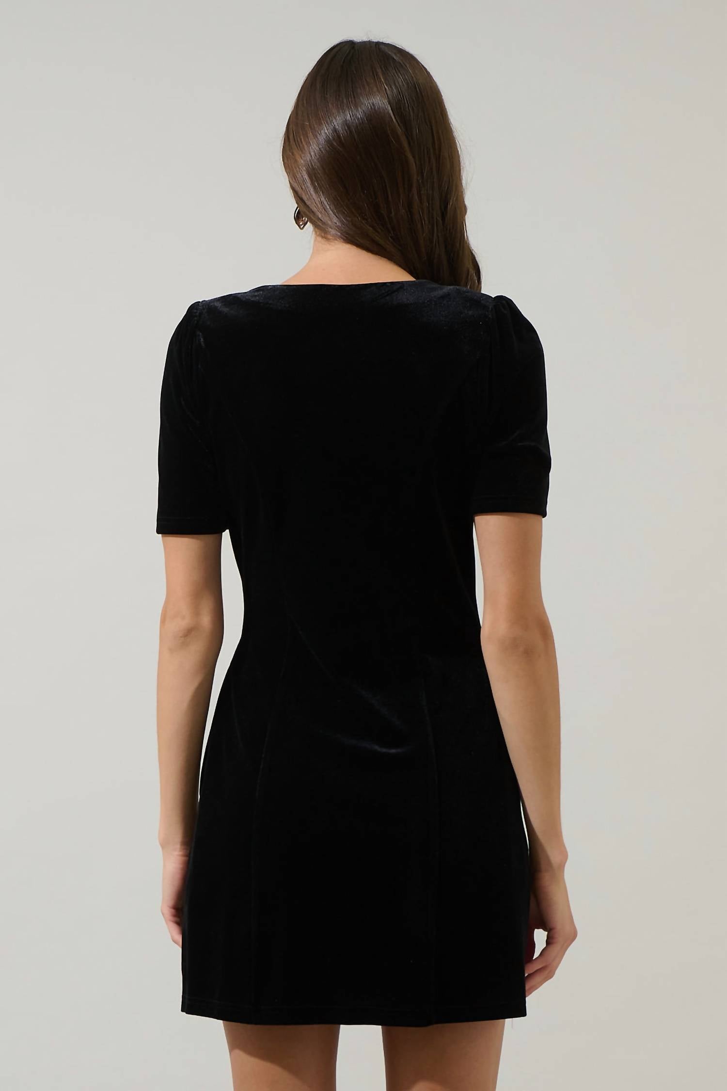 Sugarlips - Jackson Velvet Button Mini Dress