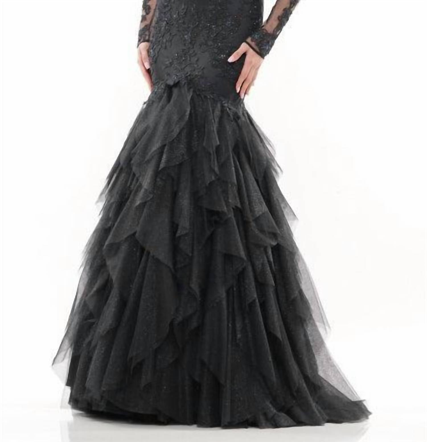 Colors Dress - Women's Strapless Embroidered Mesh Gown