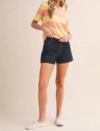 &Merci - Striped Short Sleeve Sweater