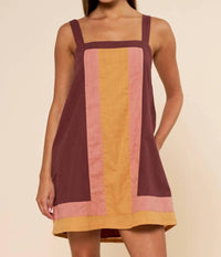 Lalavon - Color Block Sleeveless Mini Dress