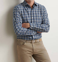 PETER MILLAR Whitecap Performance Flannel Shirt in blue haze - men's shirt