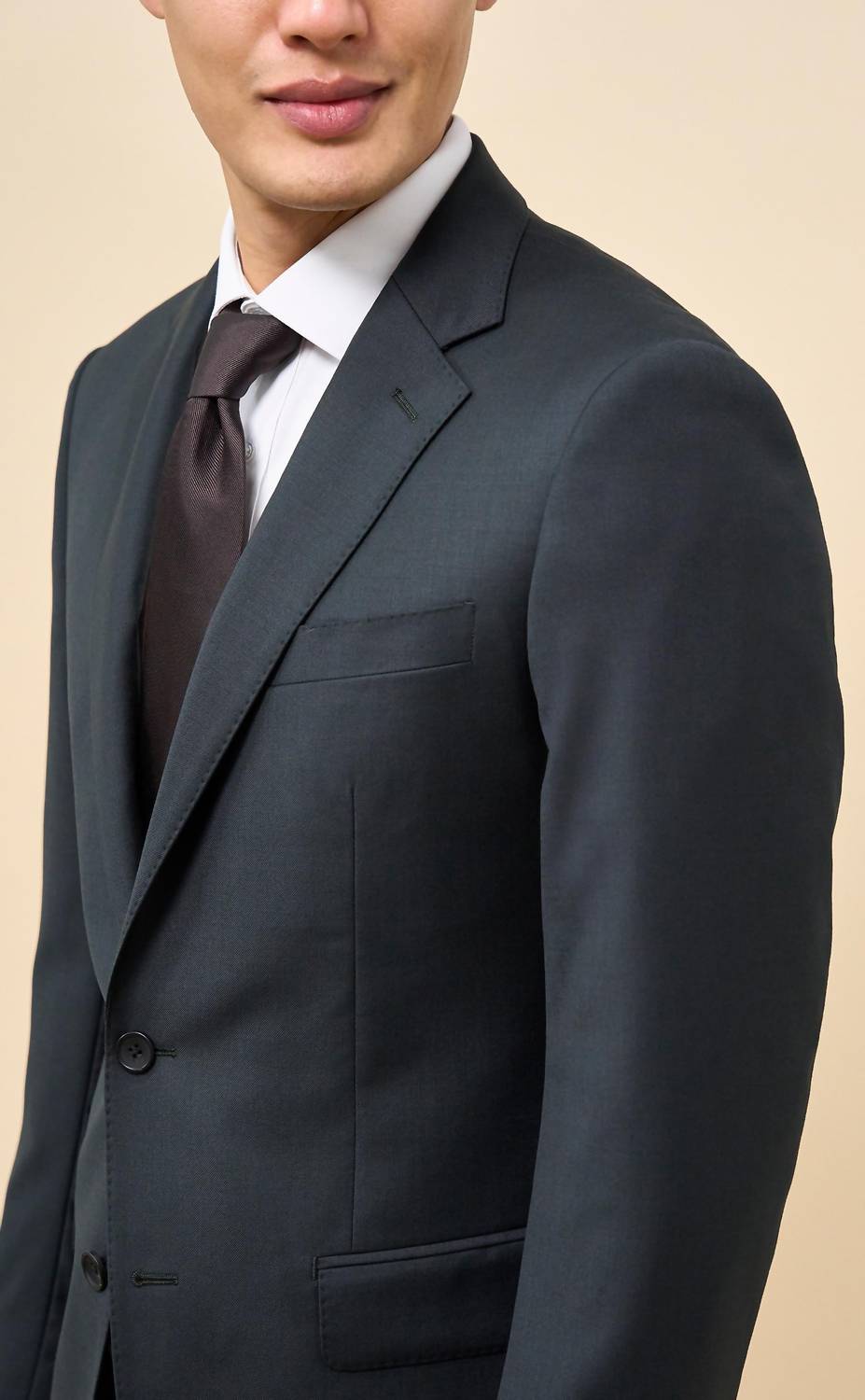 SPIER & MACKAY Rowe And Taylor Merino Wool Suit Jacket in dark green - men's jacket - view 6