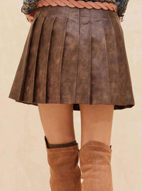 Promesa - Faux Leather Pleated Mini Skirt