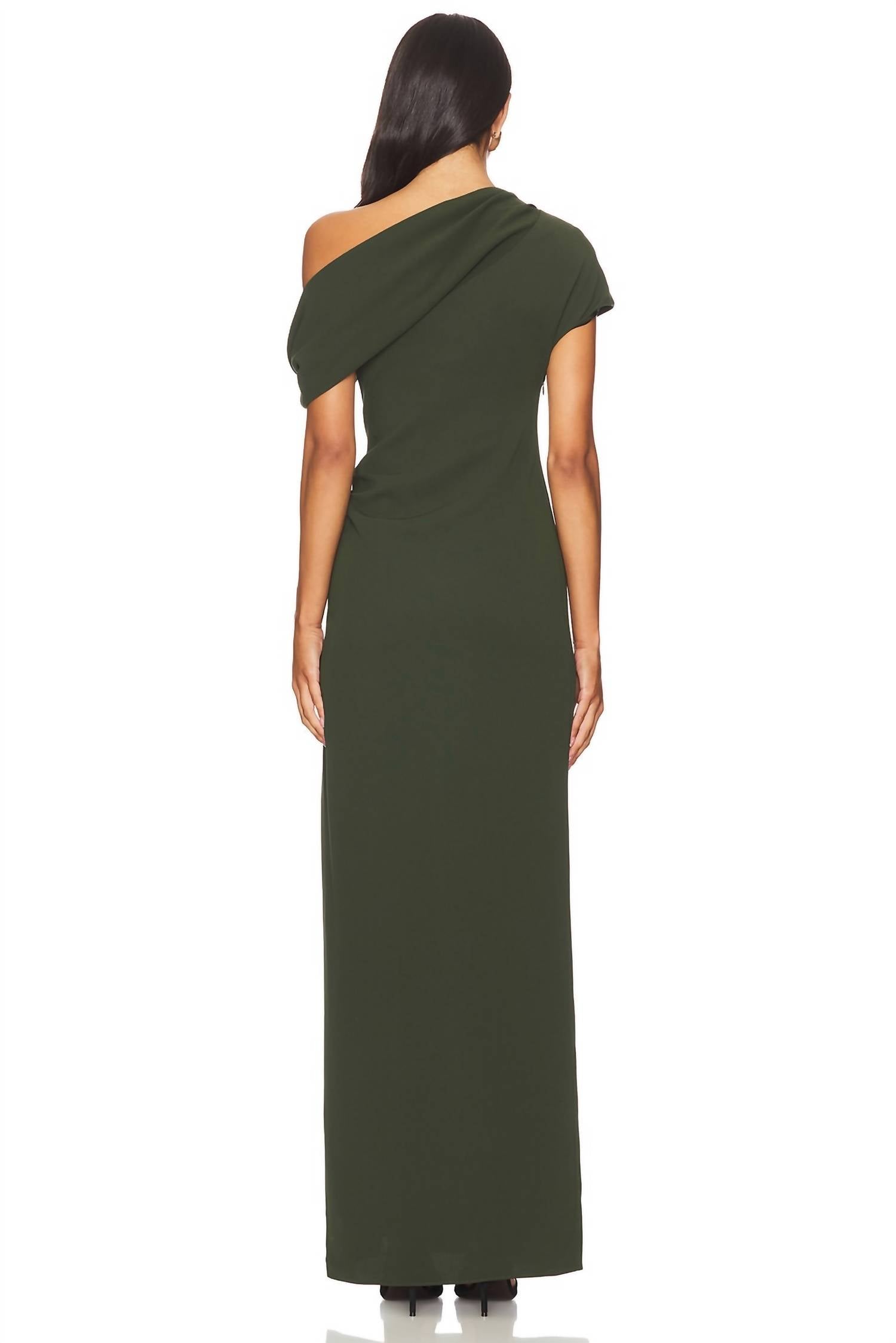 SIMKHAI One Shoulder Rouched Gown in everest - women's dress - alternate view
