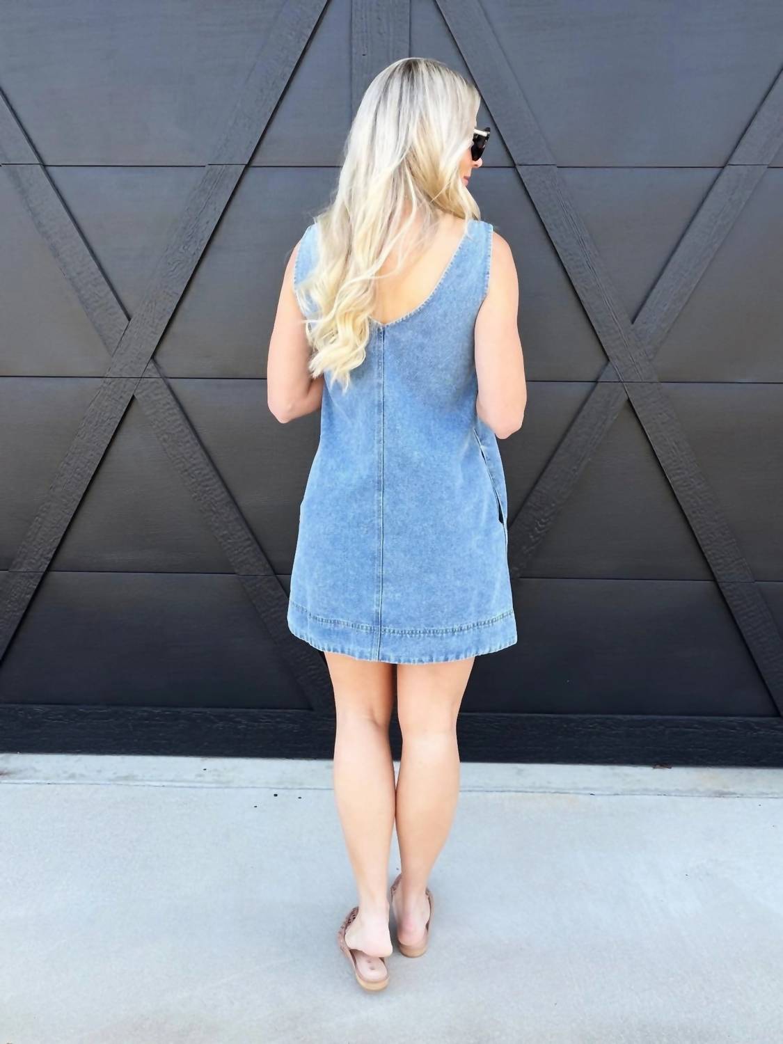 Blu Pepper - Washed V Neck Sleeveless Mini Dress