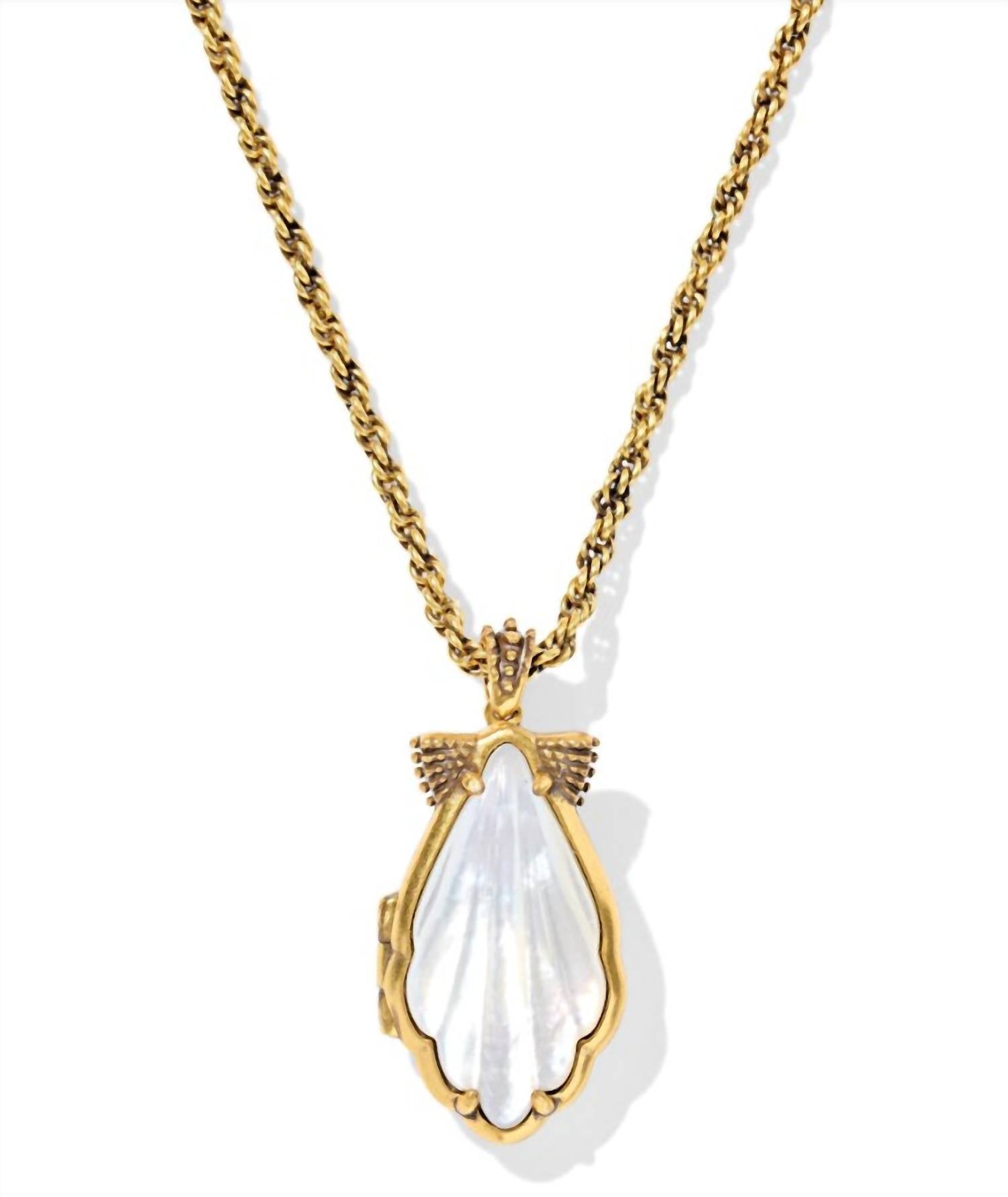 Kendra Scott Women's Alexa Locket Short Pendant Necklace in vintage gold - women's jewelry
