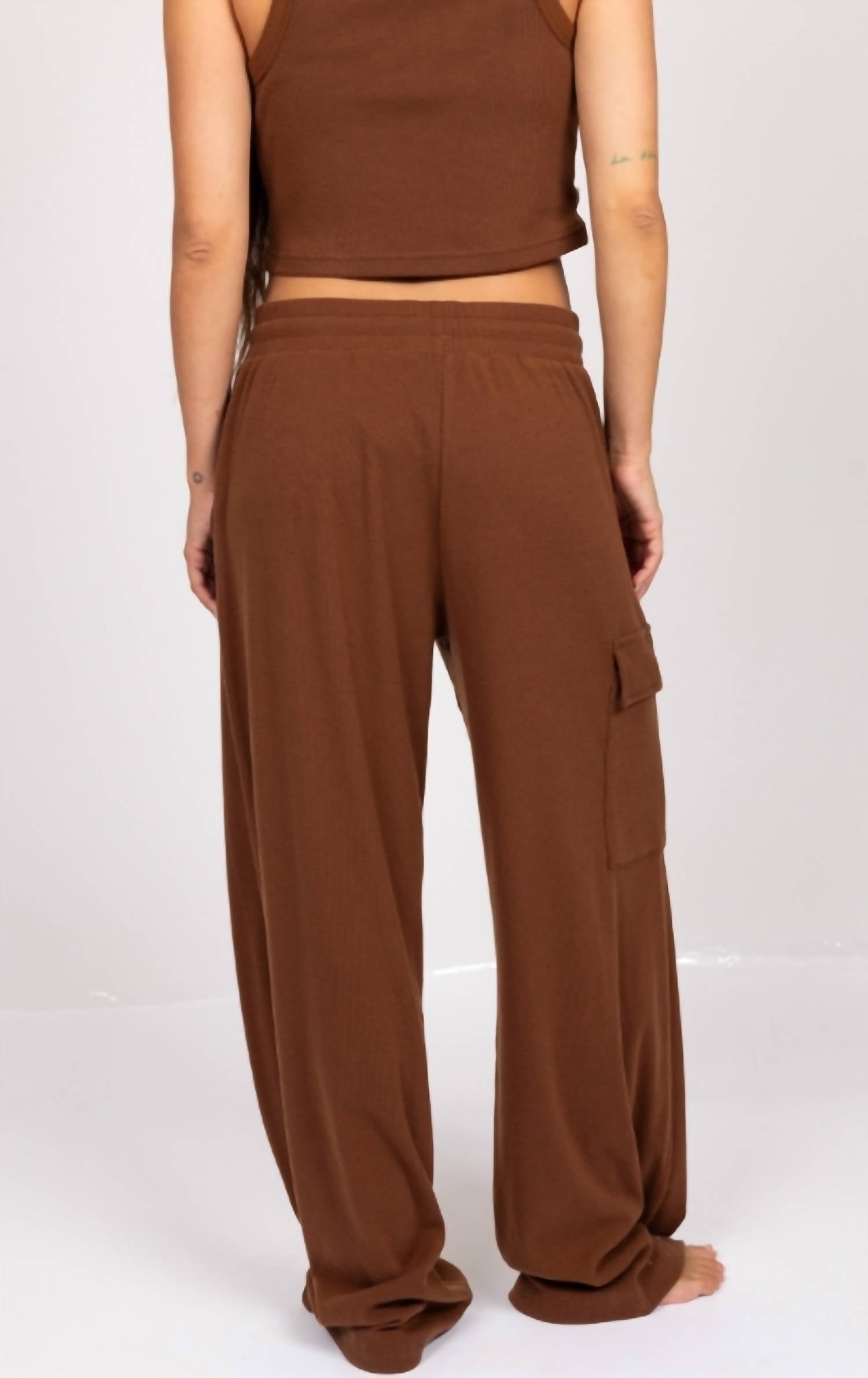Rusty Remi Wide Leg Lounge Pant in brown - women's pants - alternate view