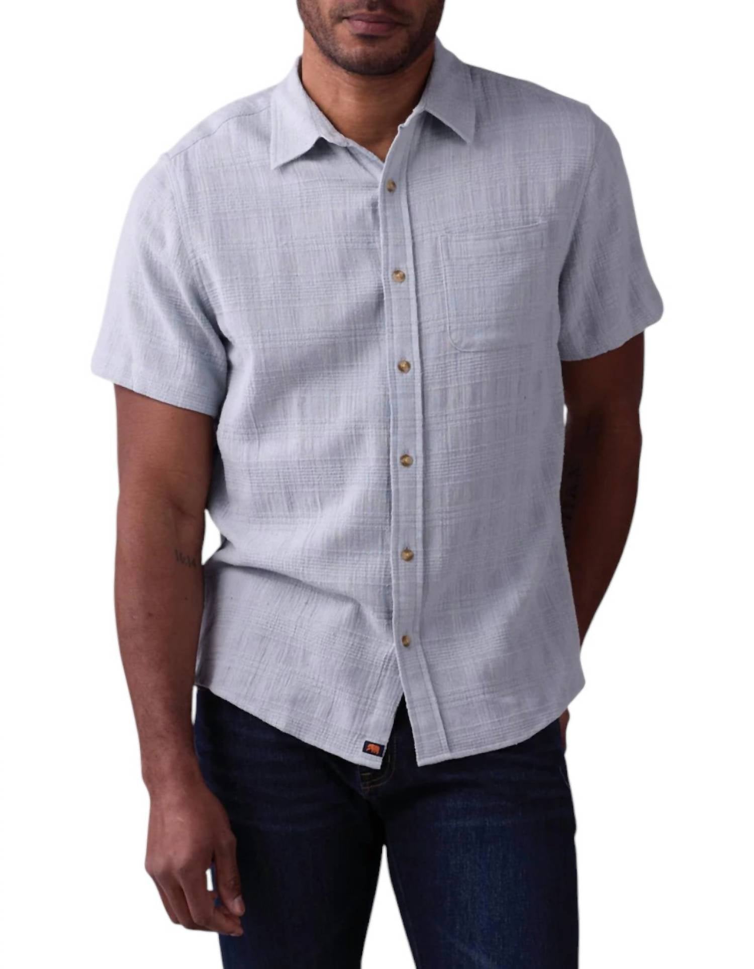 The Normal Brand FRESHWATER BUTTON UP SHIRT in misty harbor dobby - men's t-shirt