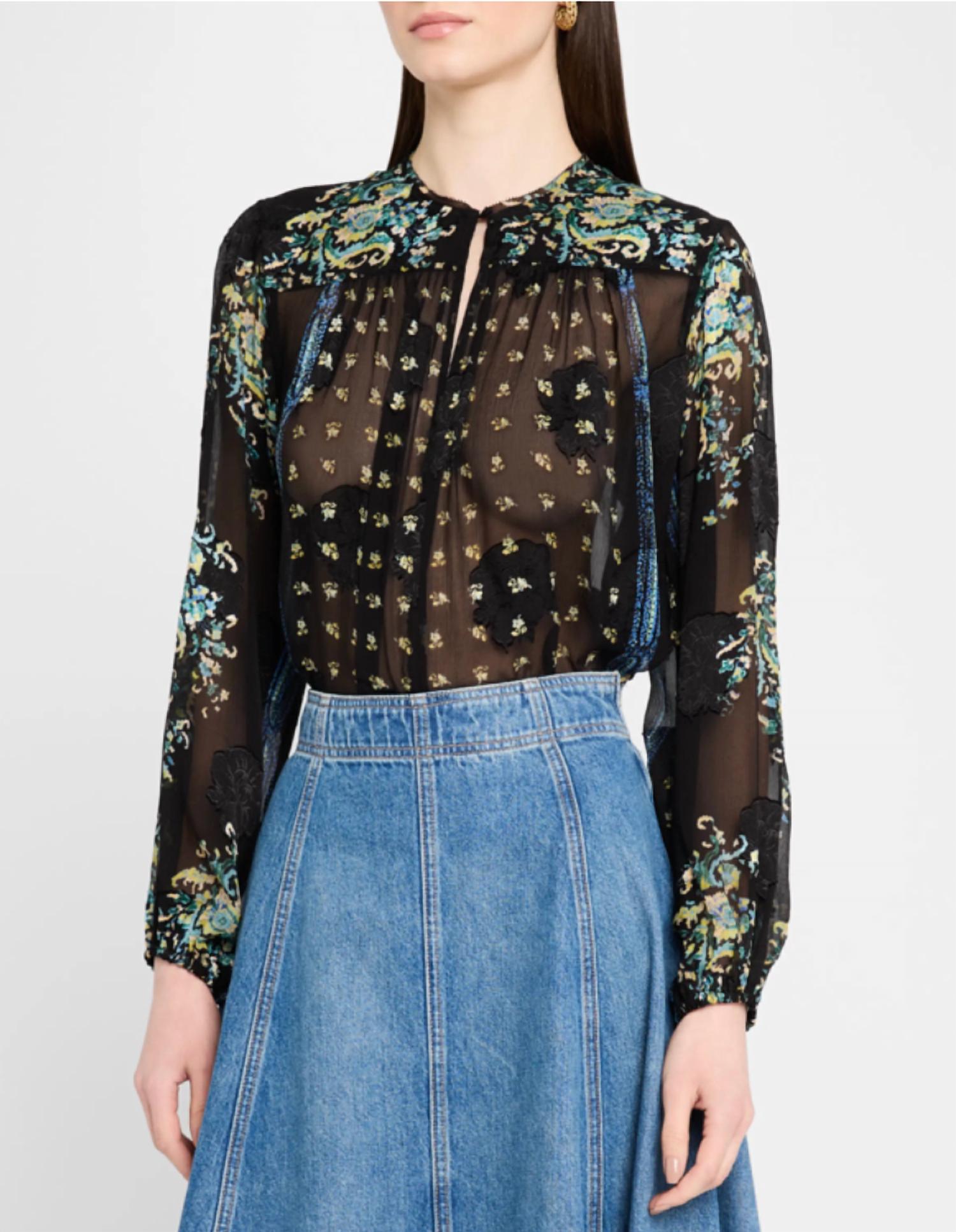 Ulla Johnson Aster Long Sleeve Blouse in twilight - women's blouse