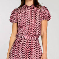 Elizabeth James The Label Emily Short Sleeve Top in abstract zig zag - women's shirt - view 4