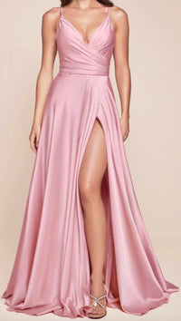 Ladivine Fitted Bodice A-line Maxi Skirt Dress in blush - women's dress - detail view