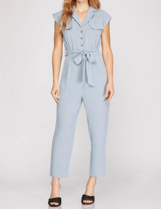 Dolman Sleeve Flap Pocket Belted Jumpsuit