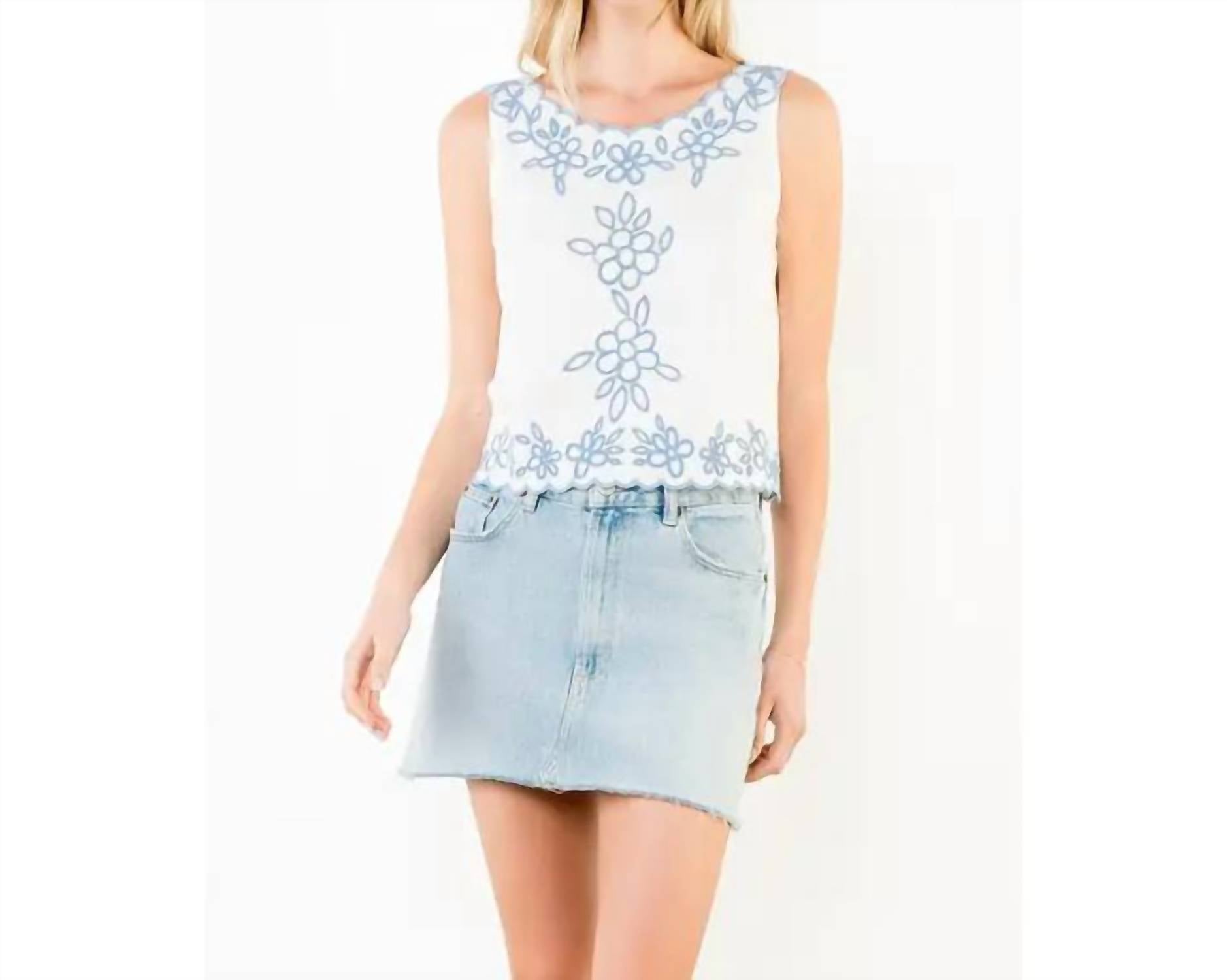 Thml - Women's Sleeveless Floral Embroidery Top