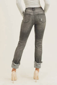 Risen - Women's Stunning & Stylish Cuffed Straight Denim Jeans