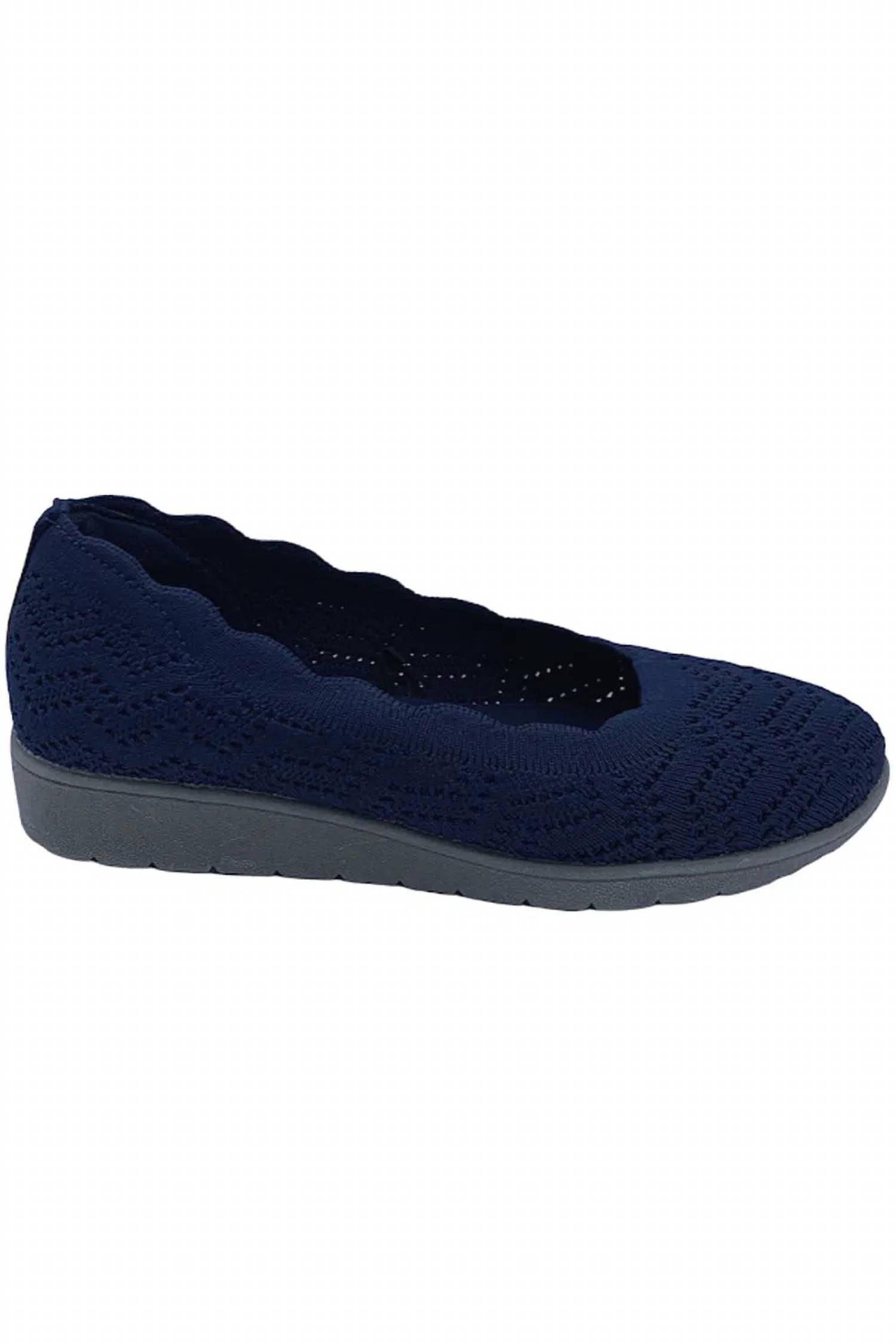 Skechers Women's Cleo Flex Wedge Shoes in navy 1 - women's shoe - detail view