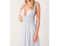Dress To - Lurex Stripe V-neck Cotton Maxi Dress