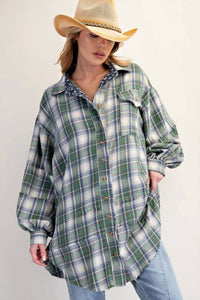 Easel - Peace Patch Mineral Washed Flannel Tunic