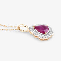 Diana M Jewels Women's Pear Natural Ruby Pendant Necklace (1.29 Ct) - Petite in 14k yellow gold - women's jewelry - detail view